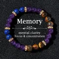 Natural stone beaded bracelet featuring tiger eye and amethyst for focus and memory - Amethyst and Tiger's Eye Style (2026316 Style 4)