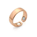 Adjustable rose gold magnetic therapy ring for couple, smooth metal finish. - Open Loop (Single Magnet) / Rose Gold