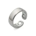 Adjustable silver magnetic therapy ring with minimalist open design for everyday health wear - Open Loop (Single Magnet) / Silver