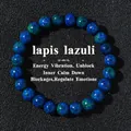 Healing natural blue lapis lazuli stone beaded bracelet with round energy crystals - Blue-Green Interwoven Style (2026316 Style 1)
