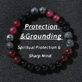 Natural stone beaded bracelet in black and red for spiritual protection and grounding - Black and Red Agate Style (2026316 Style 2)