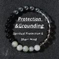 Multicolor natural stone beaded bracelet for spiritual protection and grounding - Obsidian and Clear Quartz Style (2026316 Style 3)