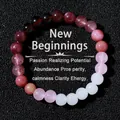 Natural stone beaded bracelet with red to white gradient crystal beads - Red and White Gradient Style (2026316 Style 6)