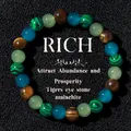 Healing natural tiger eye and malachite beaded bracelet for abundance and prosperity - Malachite and Tiger's Eye Style (2026316 Style 10)