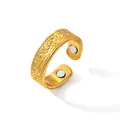 Macro detail of a gold-plated magnetic ring featuring a Celtic Tree of Life pattern. - Big Tree (YXSMS-JZ) / Gold