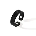 Macro detail of black magnetic therapy ring with embossed life tree pattern - Big Tree (YXSMS-JZ) / Black