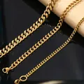 Detailed comparison of three stainless steel gold Cuban link chains in various widths - 3mm Cuban Chain / 18cm+5cm / Gold