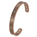 Vintage antique copper magnetic therapy cuff bracelet featuring embossed butterfly patterns - Butterfly Style