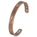 Antique red copper magnetic cuff bracelet featuring vintage scroll and heart motifs - Heart Style