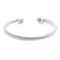 Silver-toned steel wire cable magnetic therapy cuff bracelet for health and style - Silver