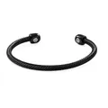 Black twisted steel wire magnetic cuff bracelet featuring an adjustable opening design - Black