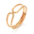 Minimalist gold alloy double-band open bangle for women with elegant high-polish finish - Double Line Hollow Open Style / Gold