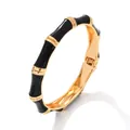 Elegante brazalete de esmalte negro estilo bambú con acabado en metal dorado pulido - Estilo Bambú (75HYZJ黑色) / Negro