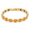 Bracciale moda dorato con pietre occhio di gatto arancioni e design magnetoterapia - Giallo