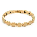 Elegante bracciale placcato oro da donna con inserti tondi in pietra occhio di gatto - Bianco