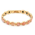 Elegante bracciale placcato oro con pietre occhio di gatto rosa e maglie tonde - Rosa