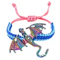 Retro iridescent dragon pendant necklace with rhinestones and colorful braided cord - Multicolor Braided Bracelet