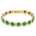 Elegante bracciale a maglie dorate con pietre tonde occhio di gatto verdi da donna - Verde