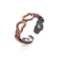 Vintage red copper magnetic heart ring with hollow design and adjustable open band - Antique Red Copper