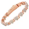 Magnetarmband in Roségold mit herzförmigen Gliedern und Strasssteinen - Herzform Voll Strass Stil (TXMZ) / Roségold