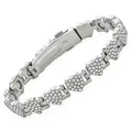 Elegantes silberfarbenes Magnetarmband in Herzform, besetzt mit funkelnden Strasssteinen - Herzform Voll Strass Stil (TXMZ) / Silber
