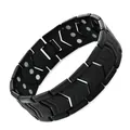 Schwarzes Magnettherapie-Armband für Herren mit retro gravierten Pfeilmustern - Pfeilspitzen-Textur (YLW-SL) / Schwarz