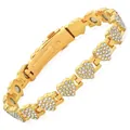 Goldfarbenes Magnetarmband mit Herzmotiven und Strasssteinen in luxuriösem Legierungsstil - Herzform Voll Strass Stil (TXMZ) / Gold