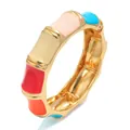 Brazalete de aleación de oro bohemio con esmalte de colores estilo junta de bambú - Estilo de Onda de Bambú / Multicolor