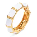 Elegante brazalete bohemio de aleación bañada en oro con diseño segmentado de esmalte blanco - Estilo Bambú / Blanco