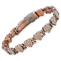 Bracciale magnetico a cuore in rame con strass pavé per salute e stile alla moda. - Stile Cuore / Rame antico