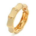 Elegante brazalete bohemio de bambú en aleación con esmalte beige para mujeres - Estilo Abierto de Nudo de Bambú / Beige
