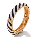 Elegante brazalete de esmalte con rayas blancas y negras en aleación de zinc bañada en oro - Estilo de Rayas (FLDY-TWSZ Negro + Blanco) / Negro + Blanco