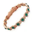 Elegante bracciale magnetico oro rosa con pietre verde smeraldo e cristalli chiari - Stile Strass Verde (YXMZ) / Tipo standard / Oro rosa
