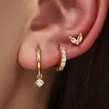 Elegant 3-piece gold-plated copper earring set with sparkling cubic zirconia - Marquise Leaf 3-Piece Set (82TED) / Gold