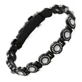 Elegante bracciale magnetico nero con aloni di cristallo rotondi per uomo e donna - Stile Strass Bianco (YXMZ) / Tipo standard / Nero