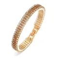Luxury gold-plated crystal bracelet with brown and clear rhinestones in sku variant view - Gold Base Champagne Rhinestone