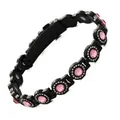Elegante bracciale magnetico in lega nera con cristalli rosa e strass pavé scintillanti - Stile Strass Rosa (YXMZ) / Tipo standard / Nero