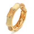 Brazalete bohemio de aleación con esmalte beige para mujer - Estilo Bambú / Café Oscuro/Claro Cepillado
