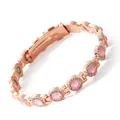 Elegante bracciale magnetico in oro rosa con pietre rosa e strass scintillanti. - Stile Strass Rosa (YXMZ) / Tipo standard / Oro rosa