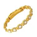 Elegante bracciale magnetico placcato oro con castoni di cristallo tondi e strass brillanti. - Stile Tondo a Strass Completo / Oro