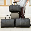 Set of three black woven travel duffel bags in large, medium, and small sizes for travel - S / Black