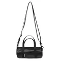 Stylish black mini cylinder crossbody bag for sports and daily phone storage use - Black