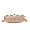 Elegant mini pink glitter lipstick bag featuring a gold chain strap for evening party - Champagne