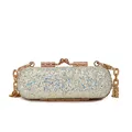 Elegant sequin mini lipstick clutch bag with rose gold chain strap for evening party - Silver