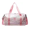 Stylische rosa schimmernde holografische Reisetasche mit großem Fassungsvermögen und Griffen - Rosa