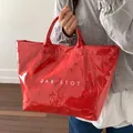 Sac cabas en PVC rouge imperméable de grande capacité avec motif d'étoiles chic - Rouge