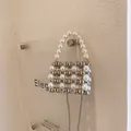 Elegante Mini-Handtasche aus Perlen und Silberperlen mit Kette für Damen Mode Design - Weißer Künstlicher Perlenstil