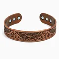 Vintage Kupfer-Magnetarmband mit keltischem Lebensbaum-Muster und gebürstetem Finish - Lebensbaum Armreif