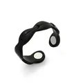 Close-up detail of black leaf-shaped magnetic therapy ring showing dual magnets - Leaf Style (YZX-CSJZ) / Black
