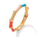Brazalete de aleación con juntas de bambú y esmalte colorido de estilo bohemio - Estilo Bambú (75HYZJ混彩) / Multicolor